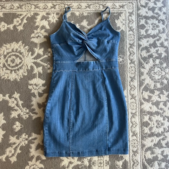 Iris Blue Denim Mini Dress - Picture 1 of 7